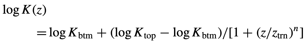 K_sat vertical profile equation from Quinton et al. (2008)
